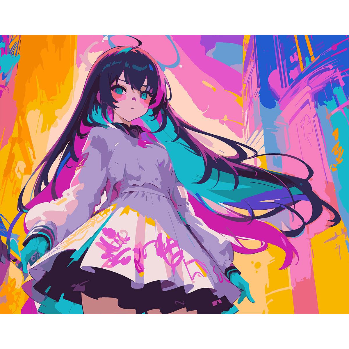 Картина по номерам Santi Аниме взгляд сверху 40x50 см с неоновыми красками (Top-954828)