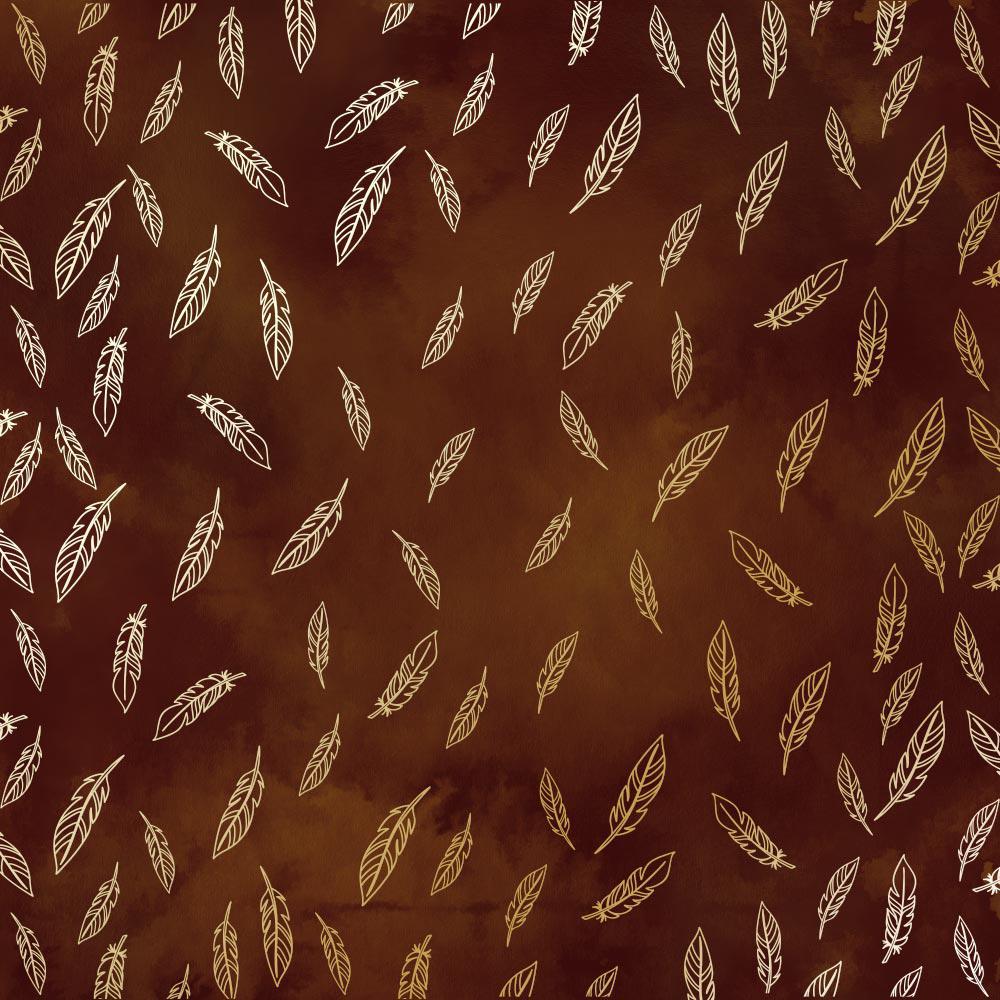Лист бумаги односторонний Golden Feather с фольгированием 30,5х30,5 см Brown/Aquarelle