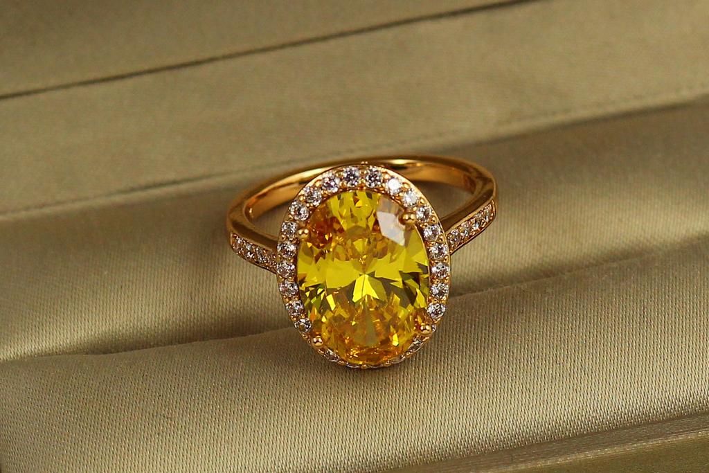Кольцо Xuping Jewelry малины с желтым камнем 1,7 см р. 17 Золотистый (35745011)