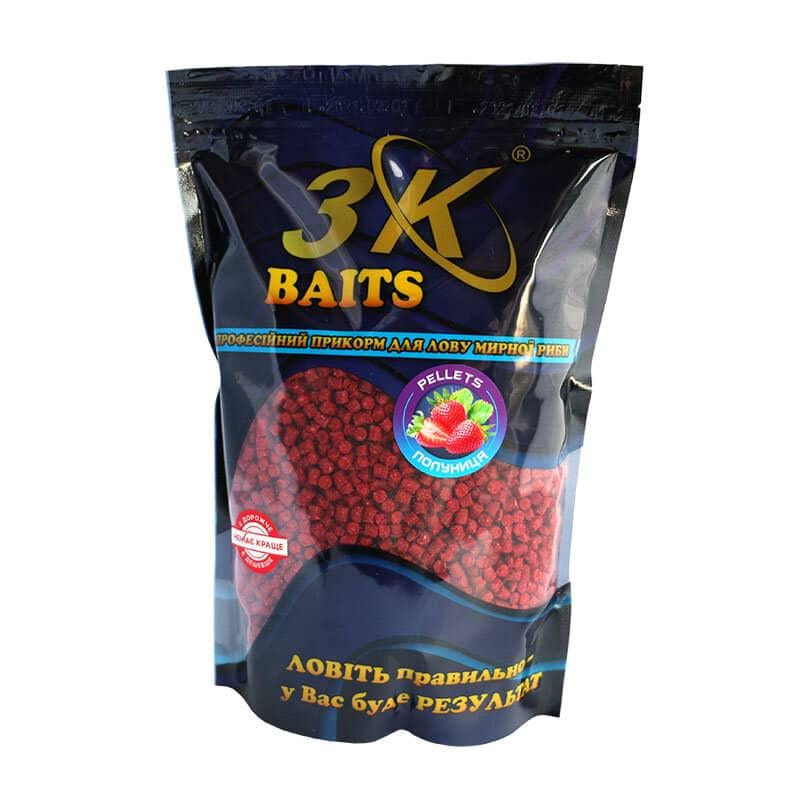 Пеллетс 3KBaits 4 мм 800 г Клубника (3KB1147)