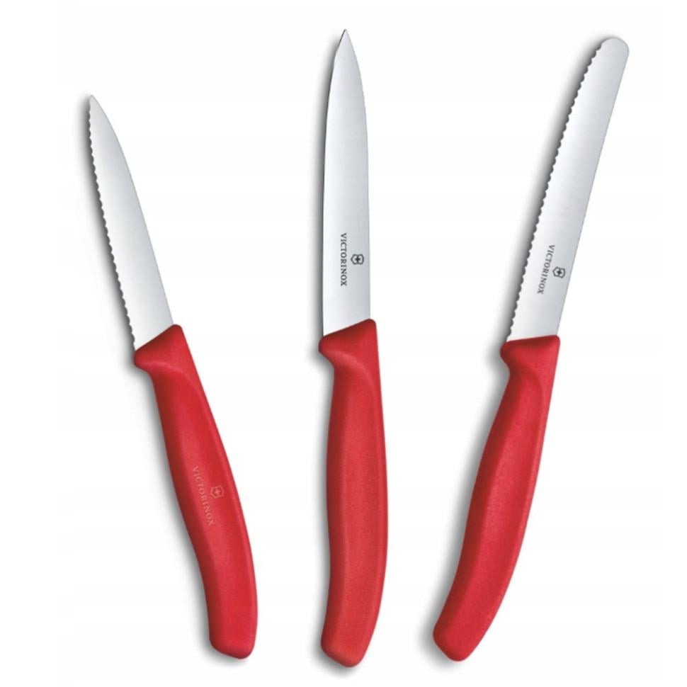 Набор кухонных ножей Victorinox Swiss Classic 11 см 10 см 8 см 3 шт. Red (Vx67111.34C1)