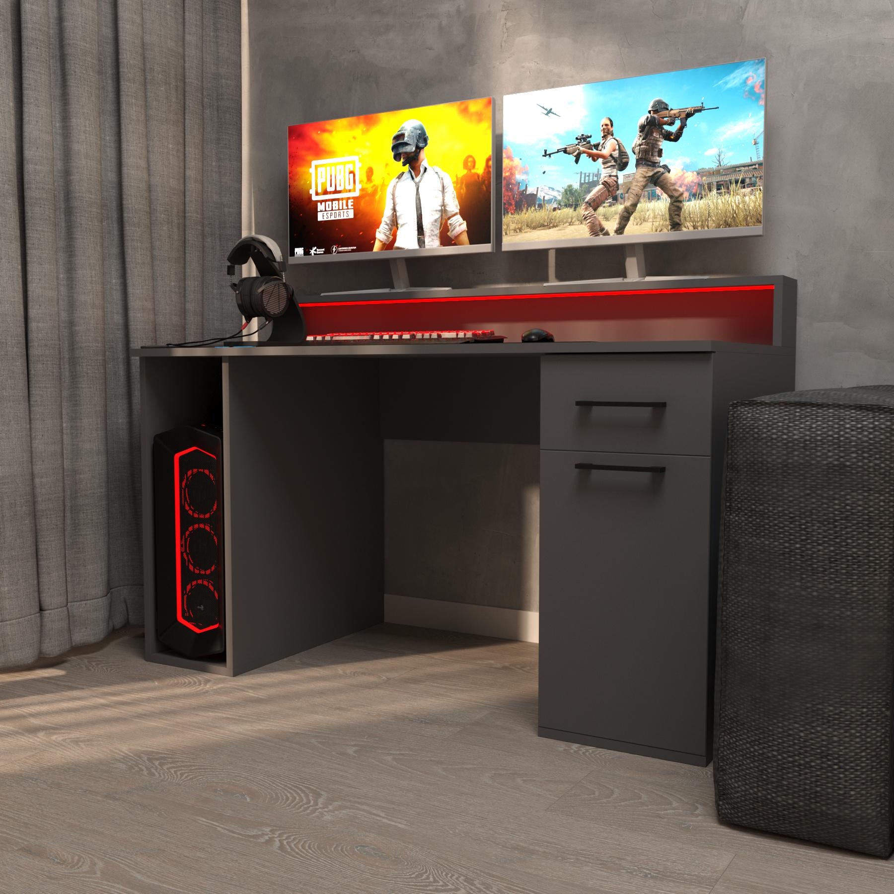 Компьютерный стол Mebellini Комбо MODERN 1550х710/860х600 мм Антрацит (арт.SKEP1000-069) - фото 3 Компьютерный стол Mebellini Комбо MODERN 1550х710/860х600 мм Антрацит (арт.SKEP1000-069) - фото 3