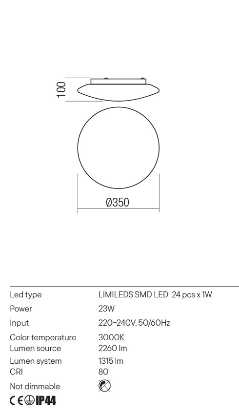 Светильник потолочный Redo Antiba Ap LED 25 W 3000K Ip44 White 5.1.2 (01-2989) - фото 3 Светильник потолочный Redo Antiba Ap LED 25 W 3000K Ip44 White 5.1.2 (01-2989) - фото 3