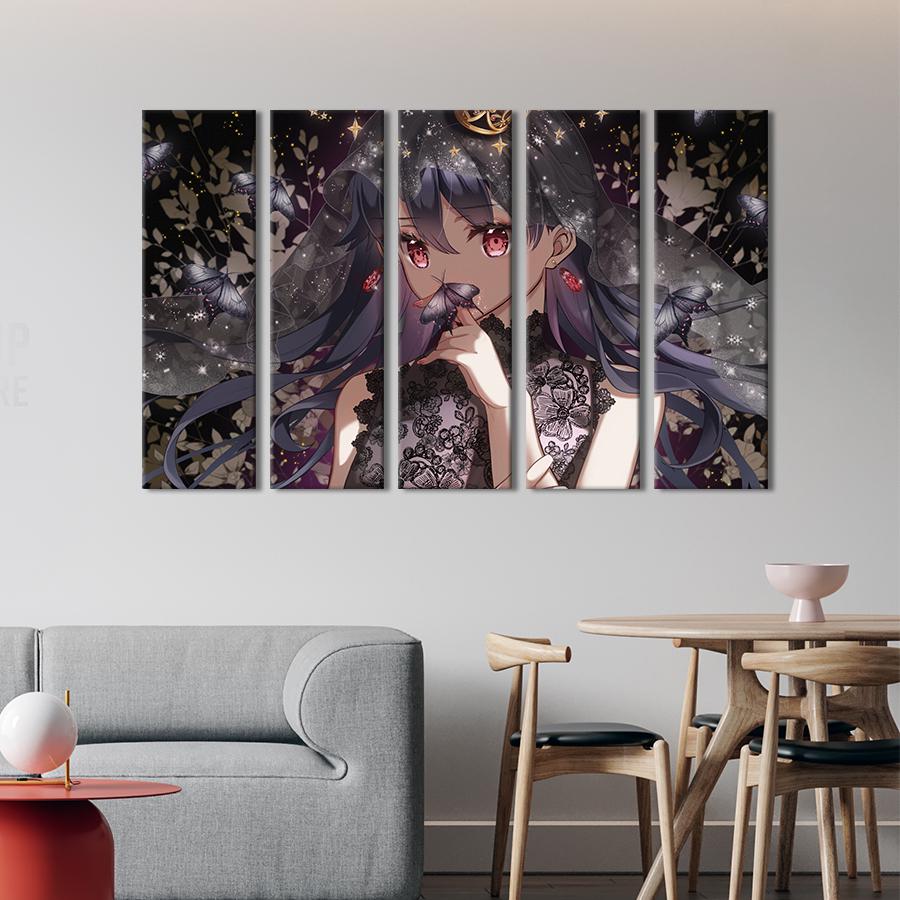 Модульная картина из 5 частей Аниме принцесса и бабочки 132x80 см (664-51)