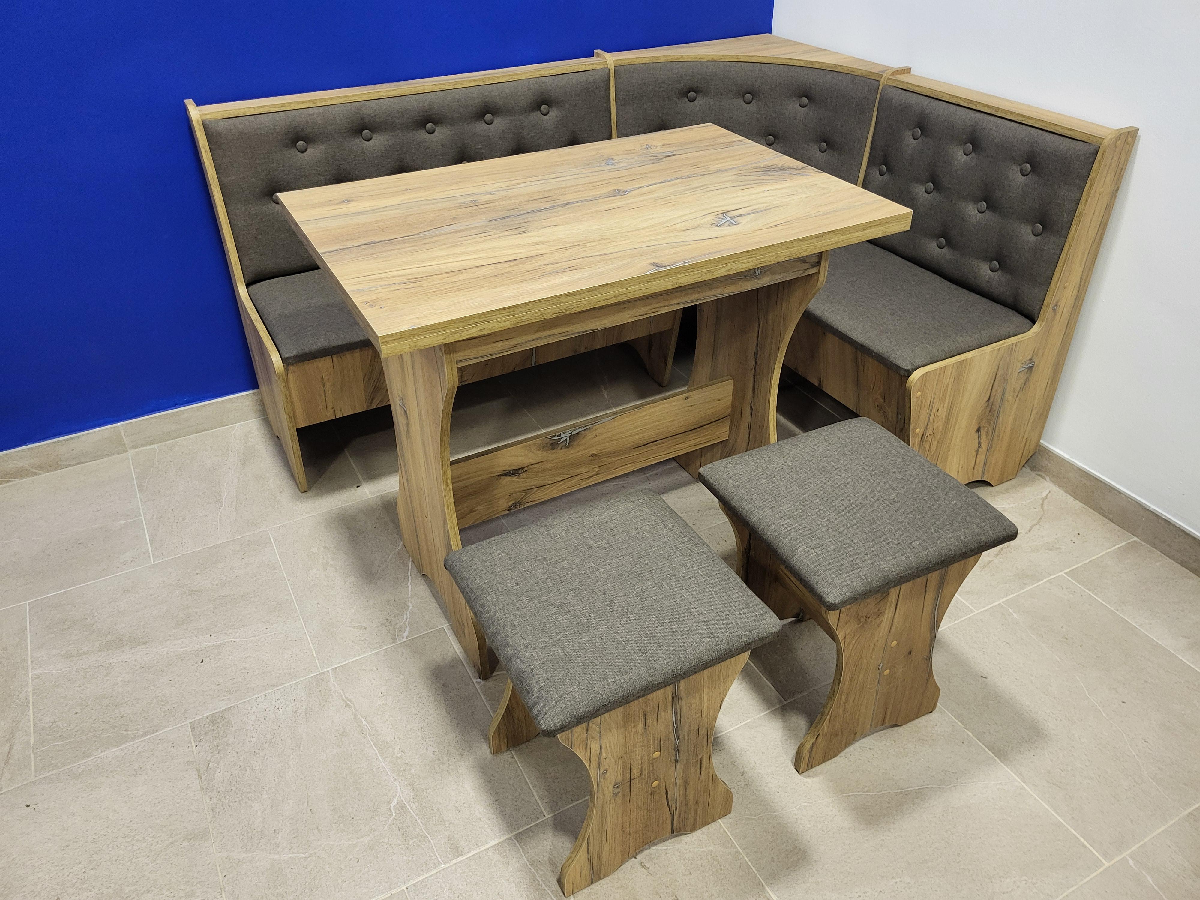 Кухонный уголок Семейный со столом и 2 табурета 113,5х153,5 см Дуб Флагшток/Дорандо (KSTT-DF-D)