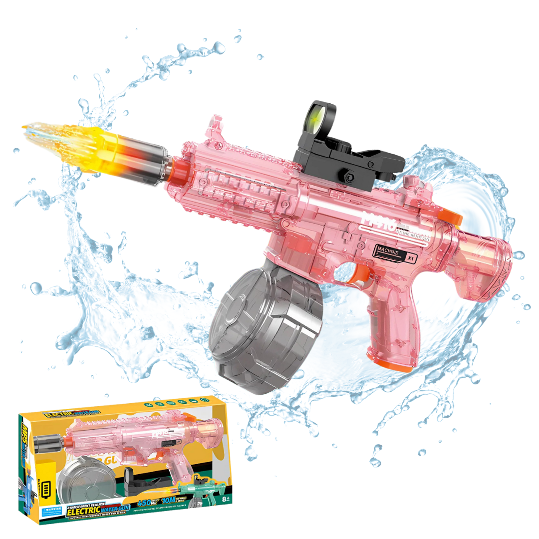 Пистолет для детей водный электрический M416 на аккумуляторе с подсветкой Розовый