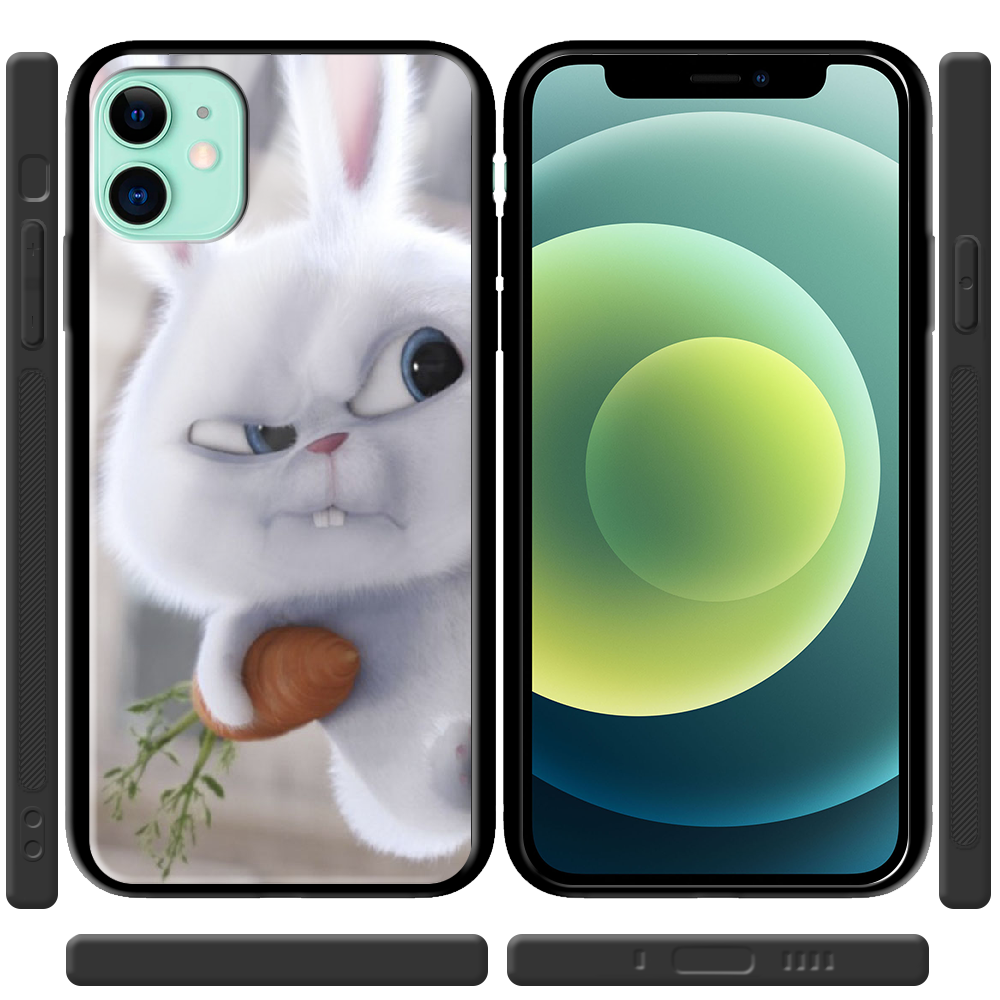 Чохол Boxface iPhone 12 mini Rabbit Snowball Чорний силікон зі склом (41084-up1116-41165) - фото 2