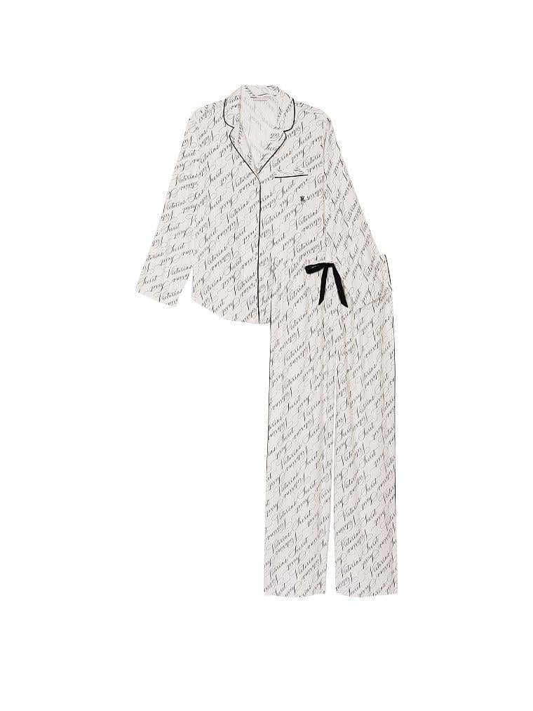 Піжама Victoria's Secret Flannel Long Pajama Set фланелева сорочка/штани S Білий (2033024388) - фото 3