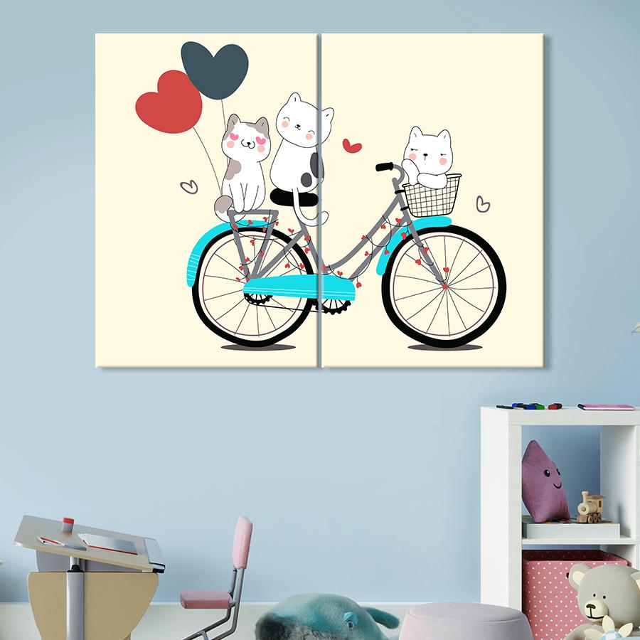 Картина в детскую комнату Милые котята на велосипеде 71x51 см (A1437-2)