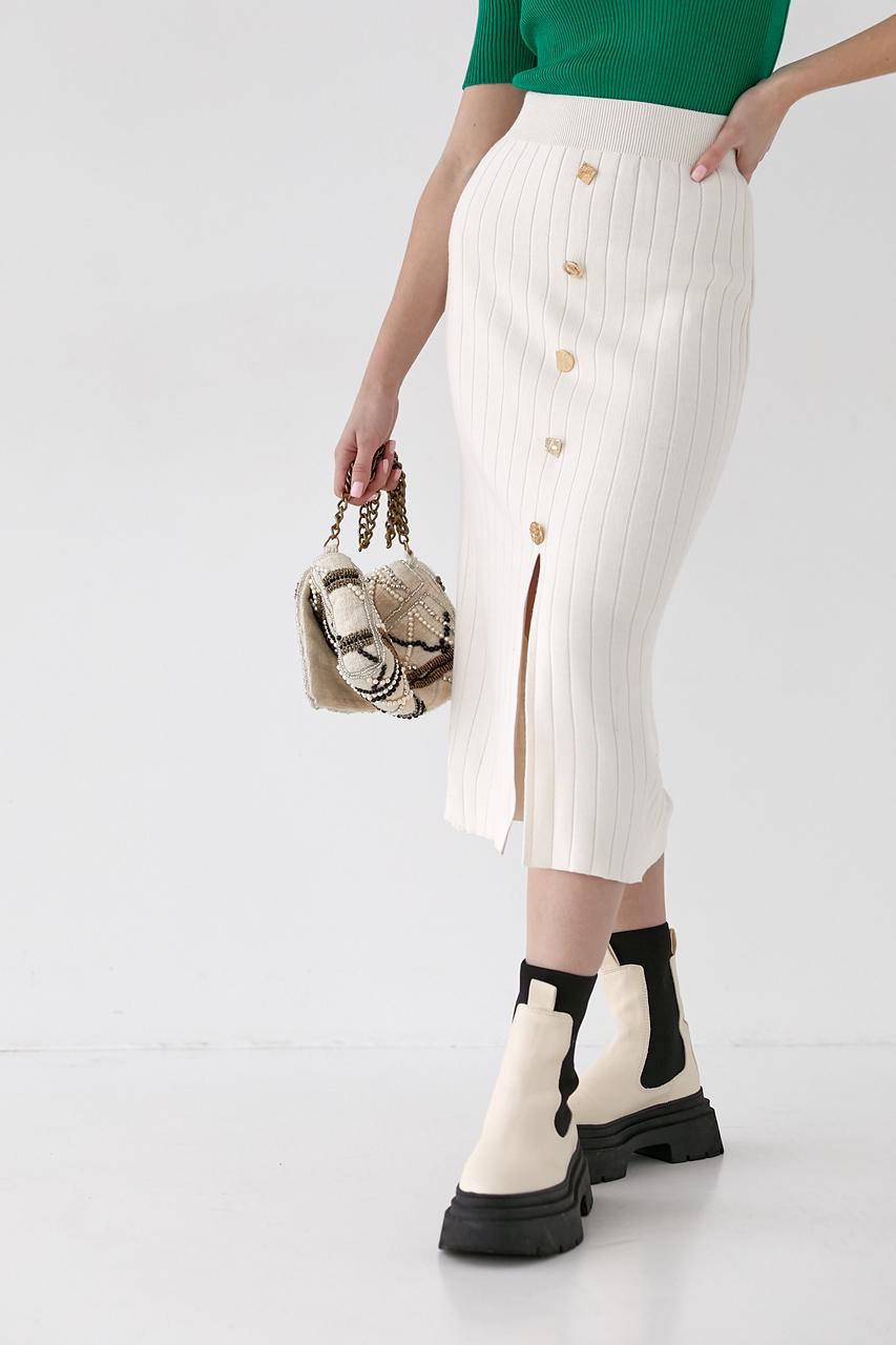 Юбка миди в рубчик M Кремовый (9505923) - фото 6 Юбка миди в рубчик M Кремовый (9505923) - фото 6
