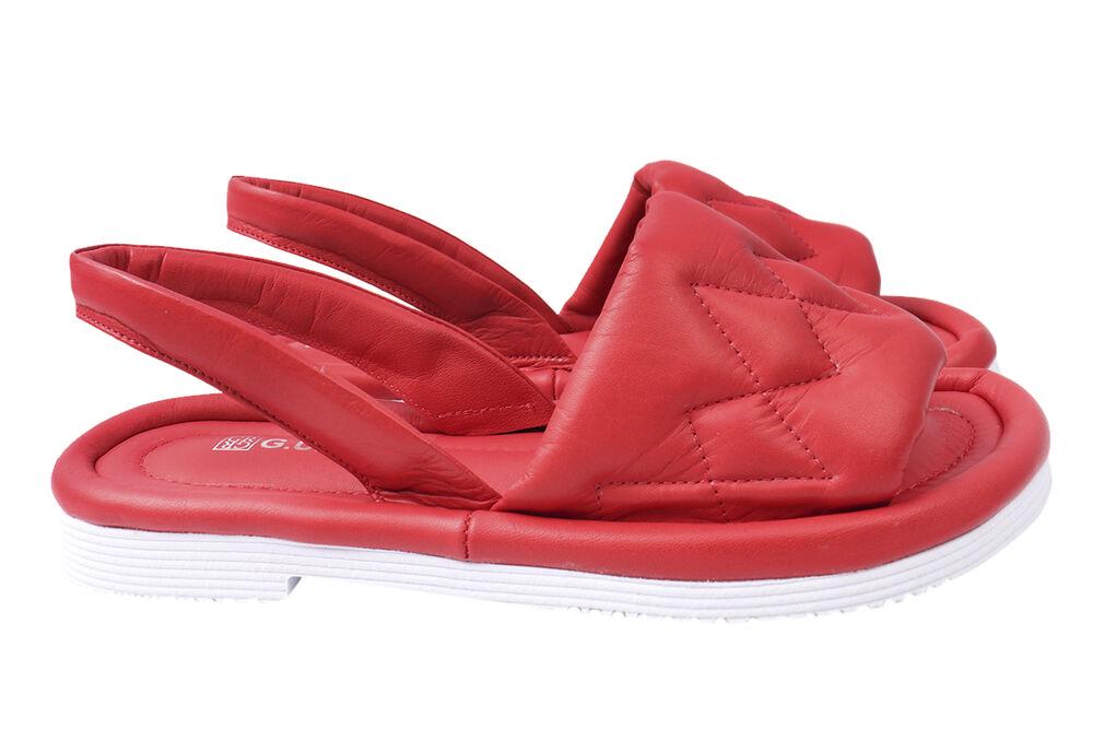 Босоножки женские Guero из кожи на низком ходу с открытой пятой р. 39 Красный (420-21LBC)