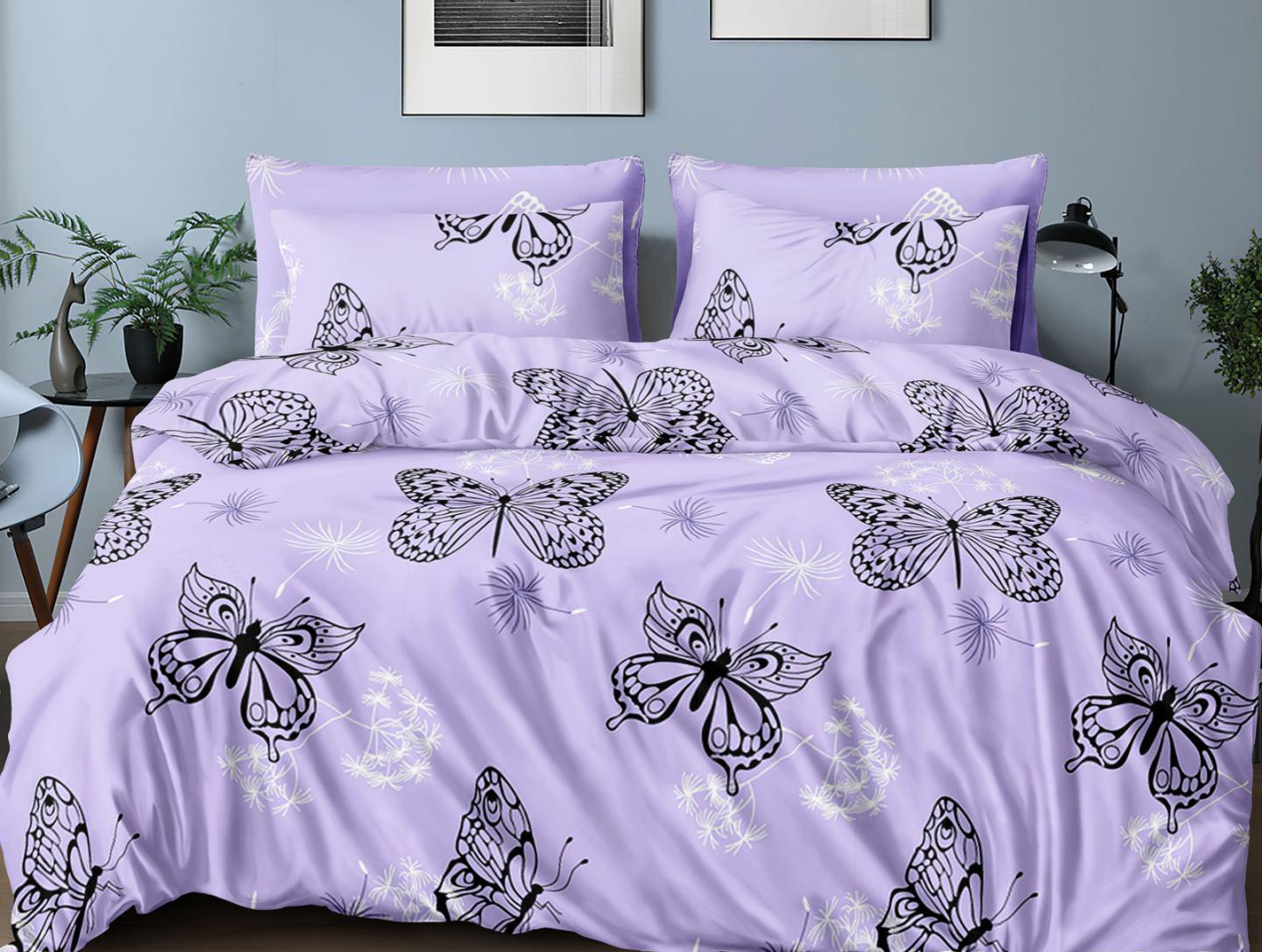 Простирадло полуторне Метелики бязь голд люкс 160х220 см Лавандовий (20093912)