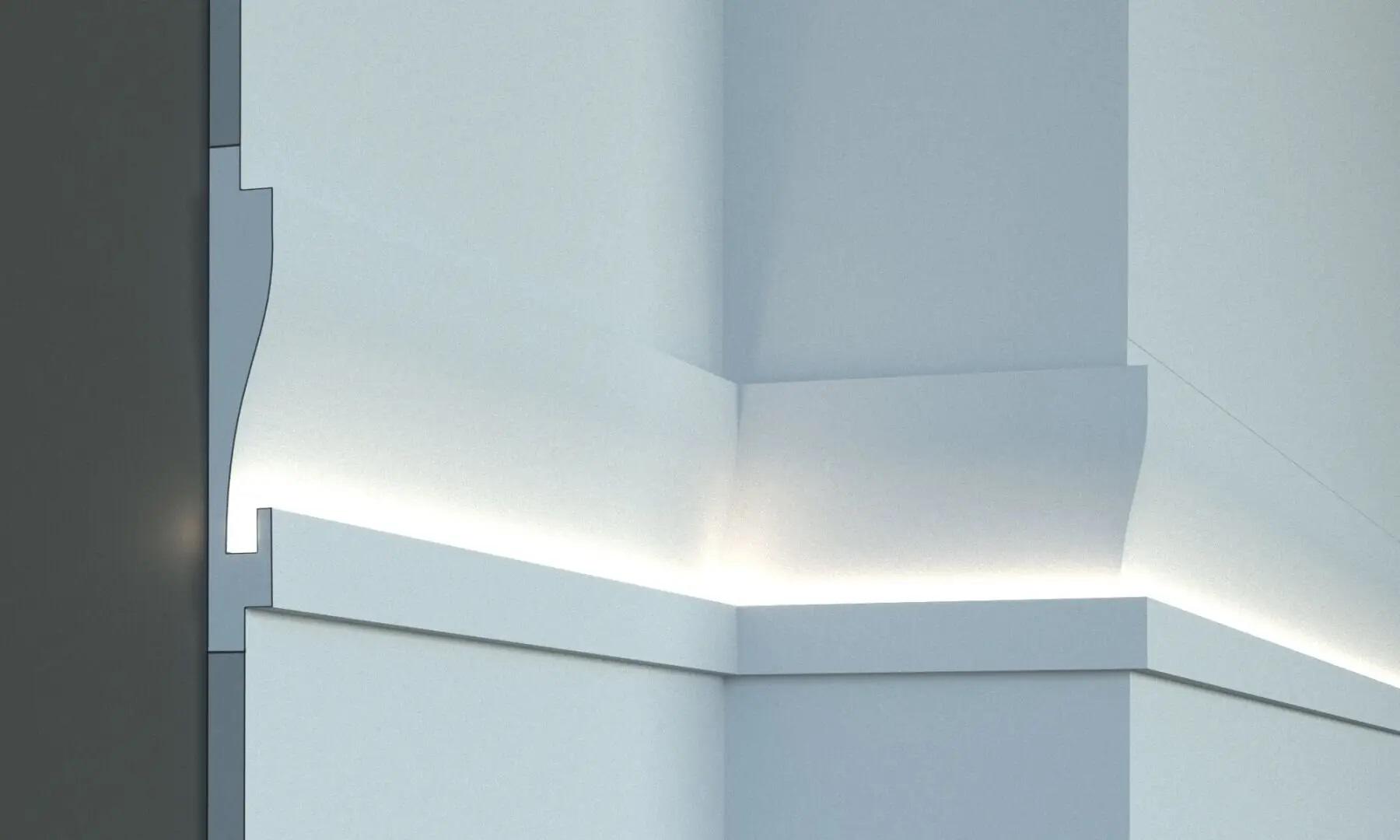 Карниз потолочный молдинг Tesori для LED освещения 180x25x1150 мм (KD 404) - фото 3