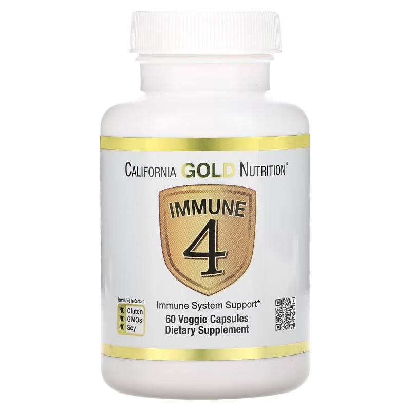 Натуральна добавки для зміцнення імунітету California Gold Nutrition Immune 4 60 капс. (CGN-01842)