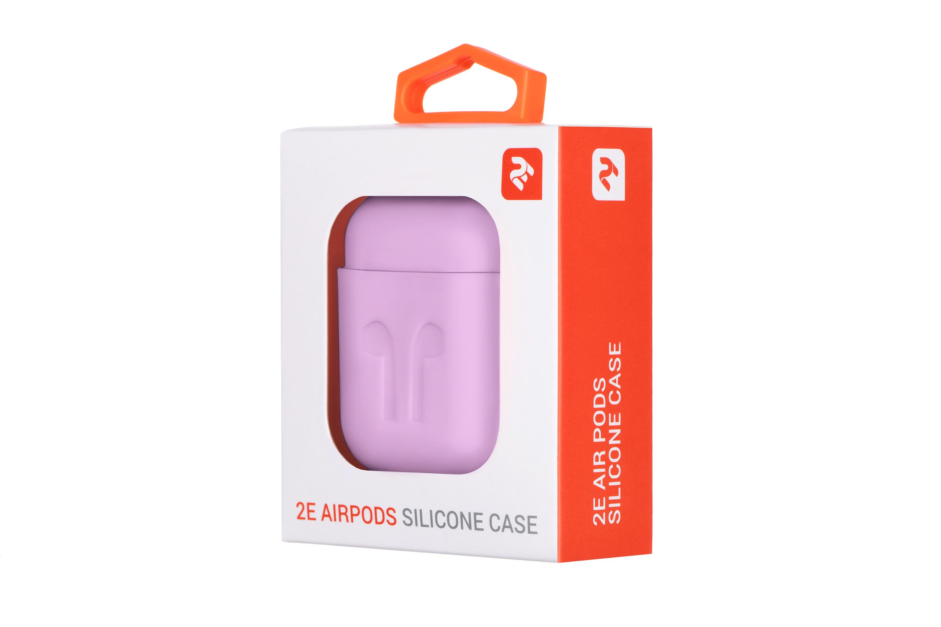 Чохол 2E Pure Color Silicone Imprint для навушників Apple AirPods Лавандовий (2E-AIR-PODS-IBSI-1.5-LV) - фото 3