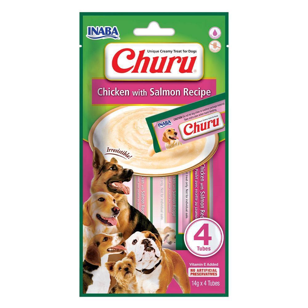 Лакомство для собак INABA Churu Сливочный мусс в стиках с курицей и лососем 4 шт. 14 г (1924329215)