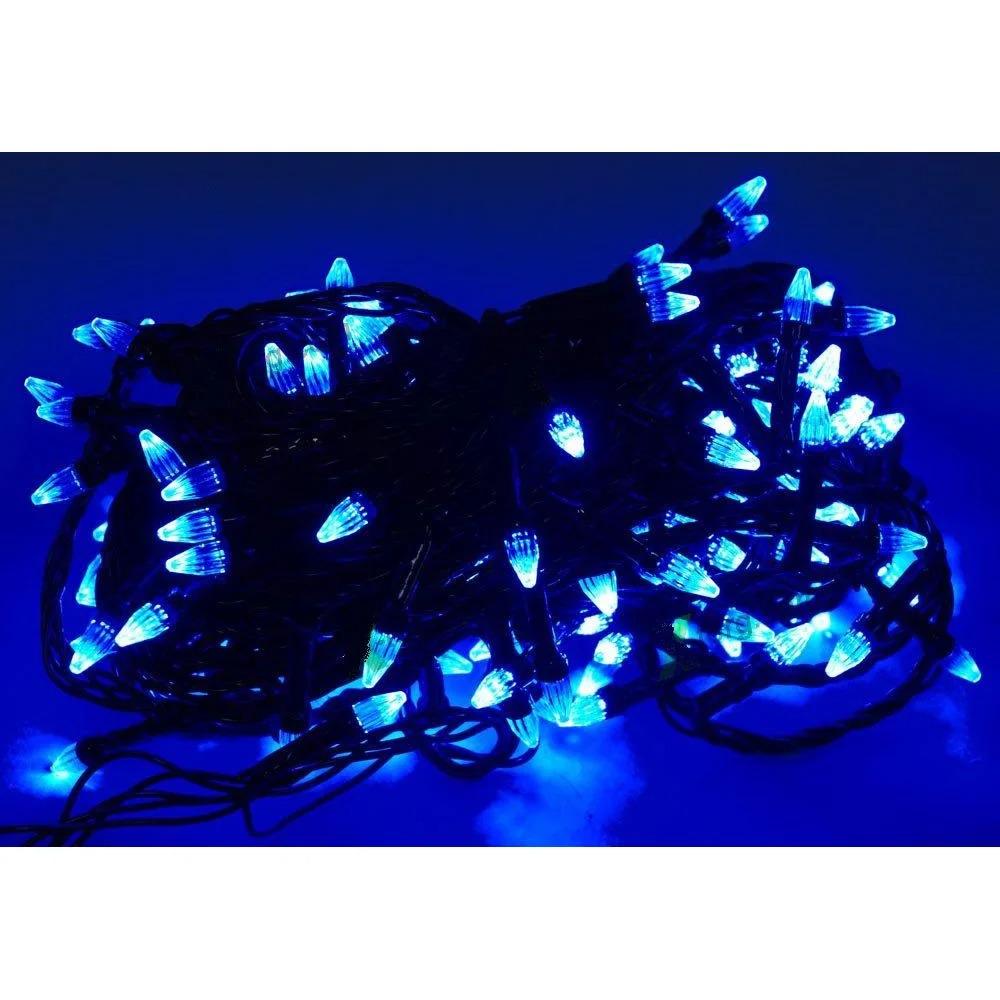Гирлянда цепь светодиодная 10 м 200 LED конусные лампочки Синий