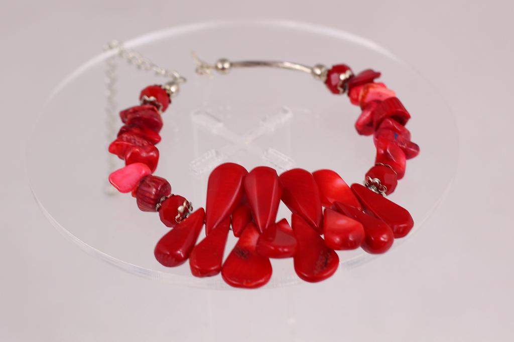 Браслет жесткий коралл бабочка 18 см Серебристый (31106963)