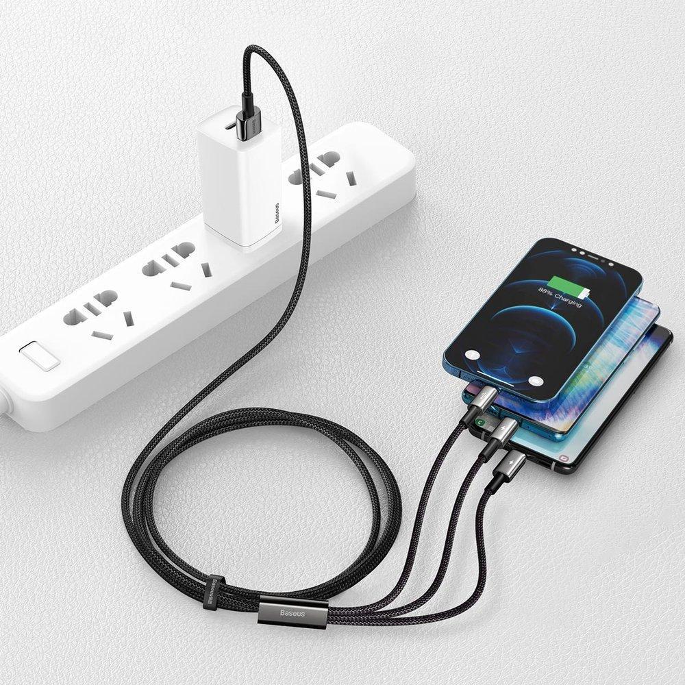 Кабель для зарядки смартфона 3в1 Baseus USB-Micro/Lightning/Type-C 3,5А 1,5 м (CAMLTWJ-01) - фото 8