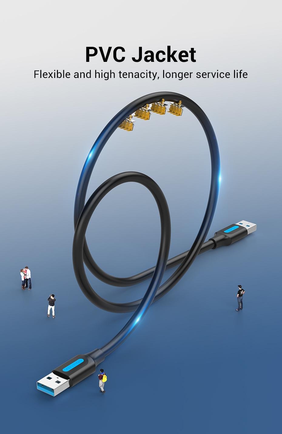 Кабель Vention USB 3.0-USB 3.0 5 Гбит/с 2A/5V USB-A папа на USB-A папа 0,5 м Черный (CONBD) - фото 12