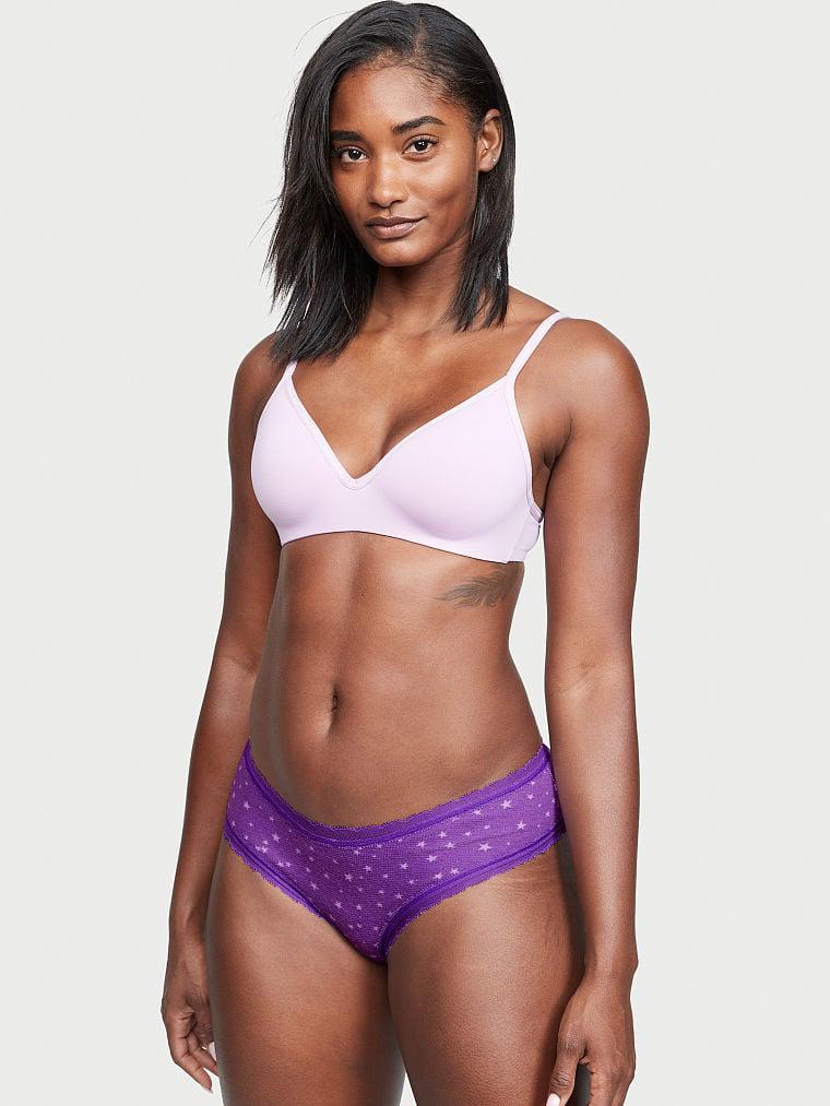 Трусики чики хлопковые Victoria's Secret Lace Waist Cotton Cheeky Panty M Фиолетовый (26188239)