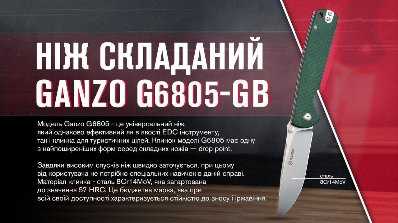 Нож складной Ganzo G6805-GB Сине-зеленый (A-016979) - фото 7 Нож складной Ganzo G6805-GB Сине-зеленый (A-016979) - фото 7