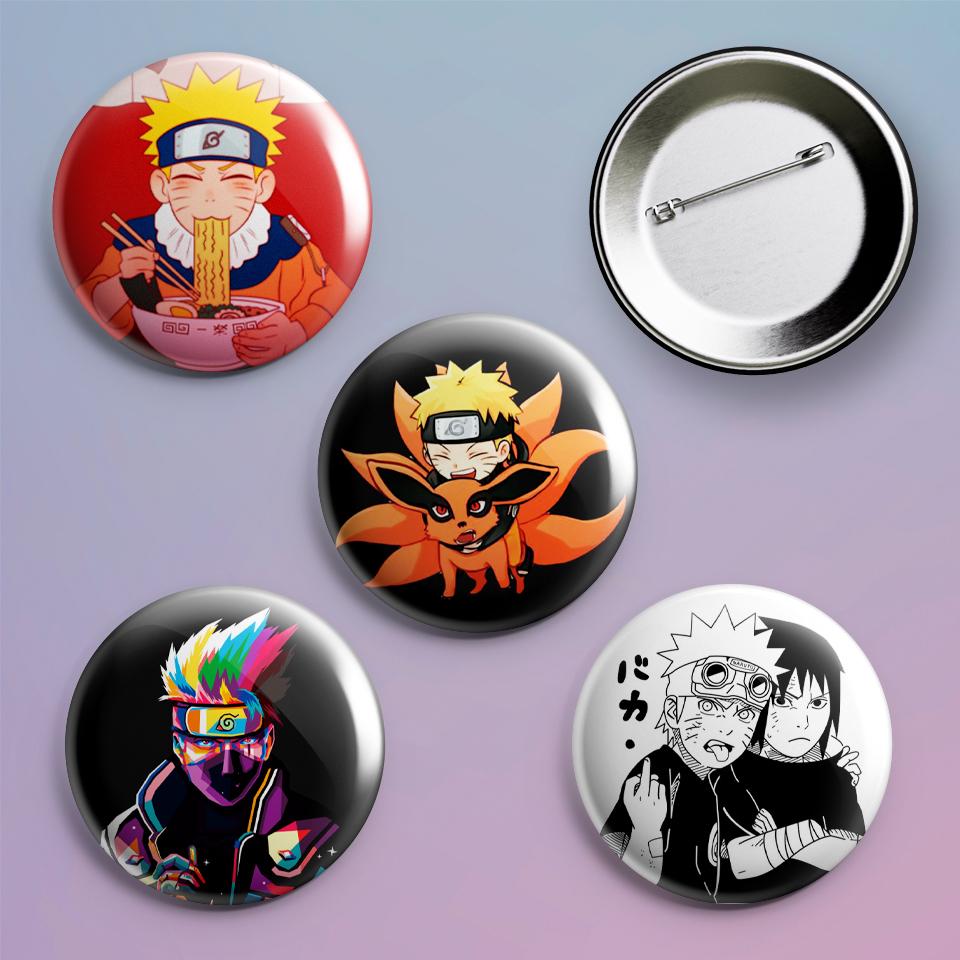 Значки на рюкзак с принтом аниме Naruto 4 шт.