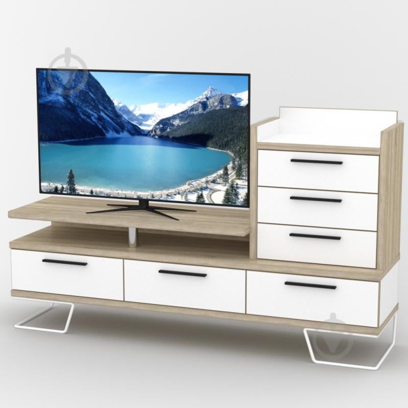 Тумба под телевизор Тиса Мебель ТВ-419 Дуб сонмоа Белый Тумба под телевизор Тиса Мебель ТВ-419 Дуб сонмоа Белый