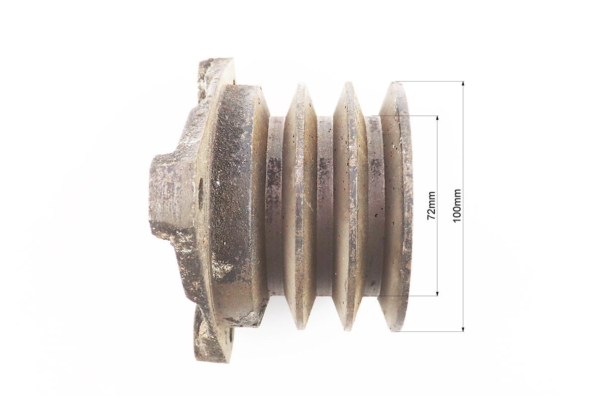 Шків 3-пазний 100 мм три пази під ремінь SPB 107 мм можливий незначний дефект забарвлення лиття для двигунів R175/180N і їх аналогів (603628) - фото 3