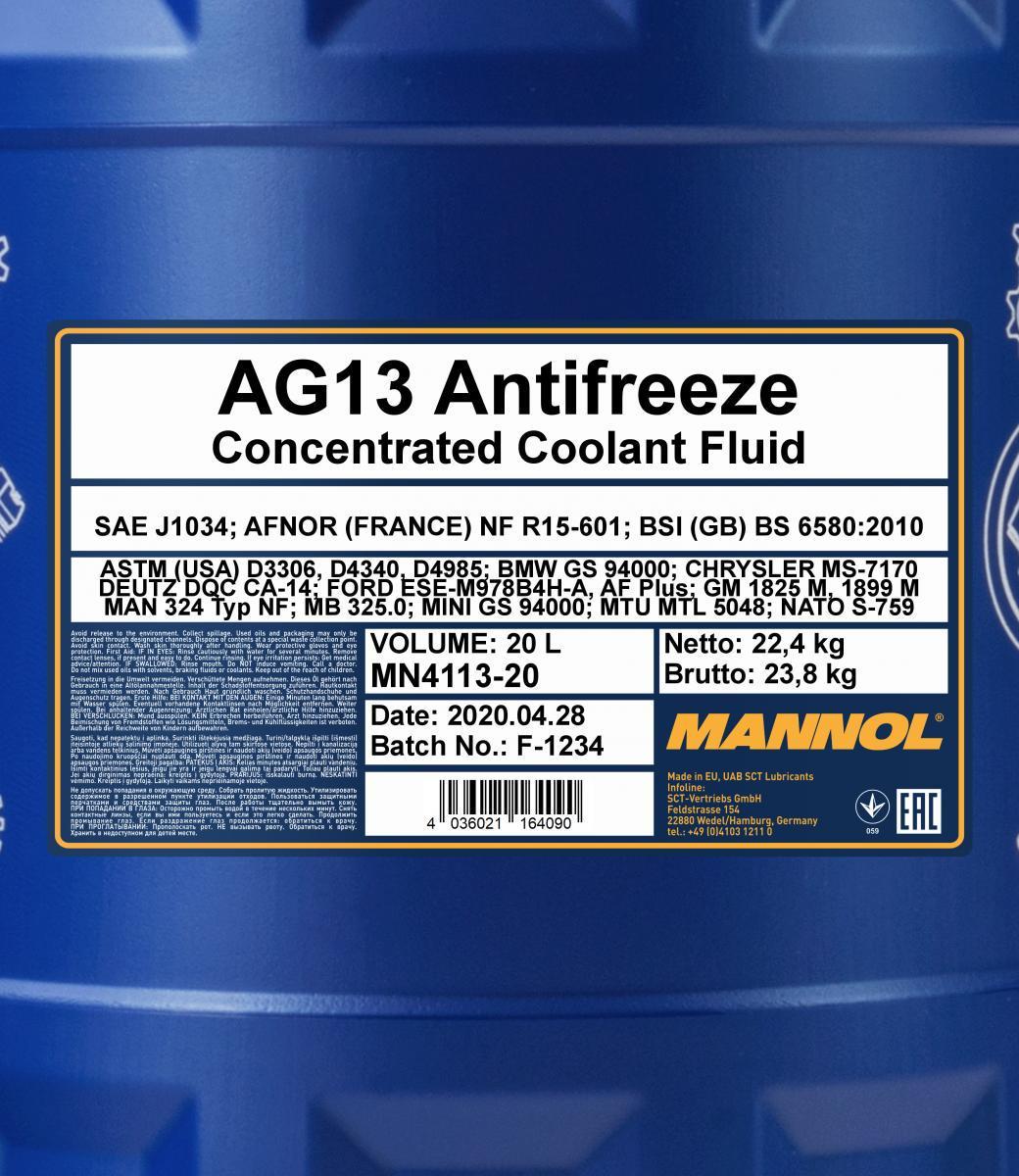 Концентрат антифриза Mannol 4113 Hightec Antifreeze AG13 20 л Зеленый (MN4113-20) - фото 2