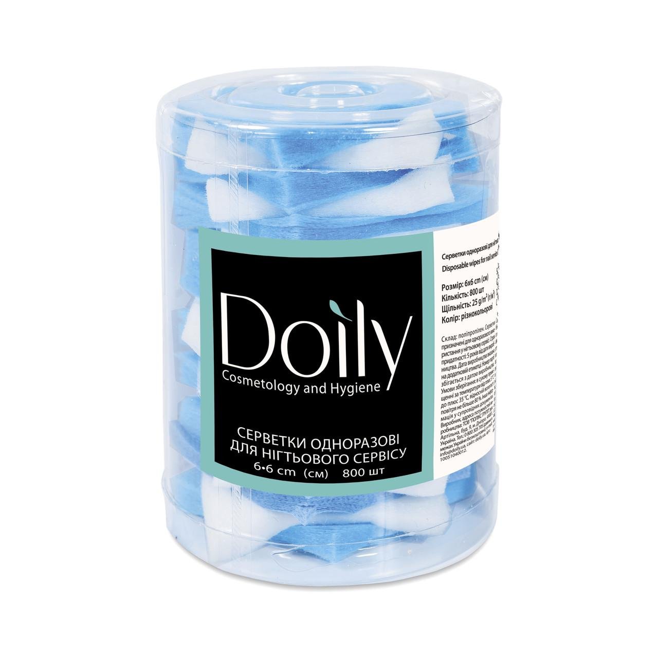 Салфетки безворсовые в тубусе Doily из спанбонда 6х6 см 800 шт. Разноцветный (2538725858)