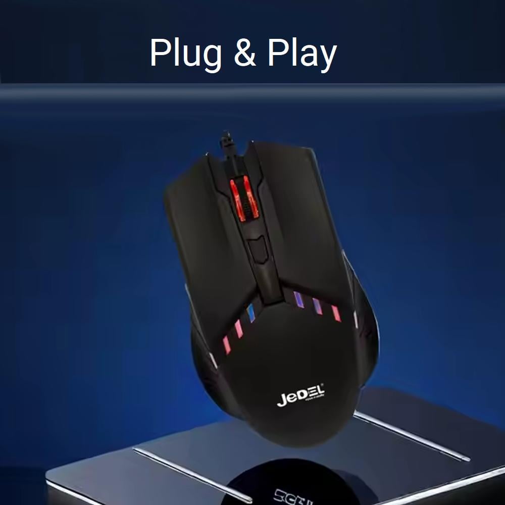 Мышь ведущая JEDEL M82 4D Wired Mouse с RGB-подсветкой оптическая DPI 800-1200-1600 USB Black (180895) - фото 7