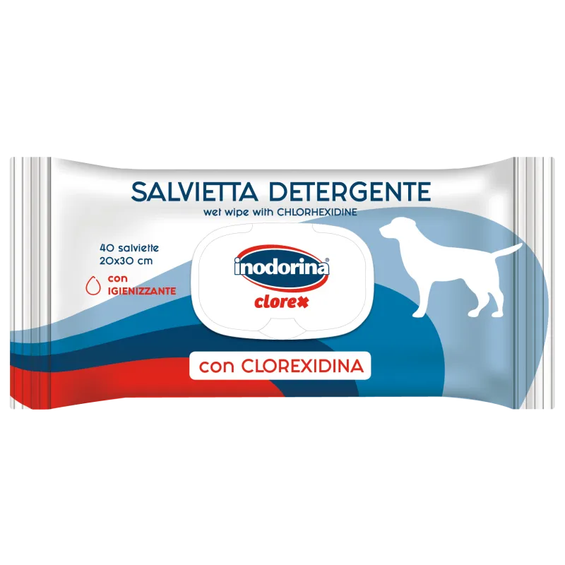 Влажные салфетки очищающие с хлоргексидином для собак Inodorina Clorex 40 шт.
