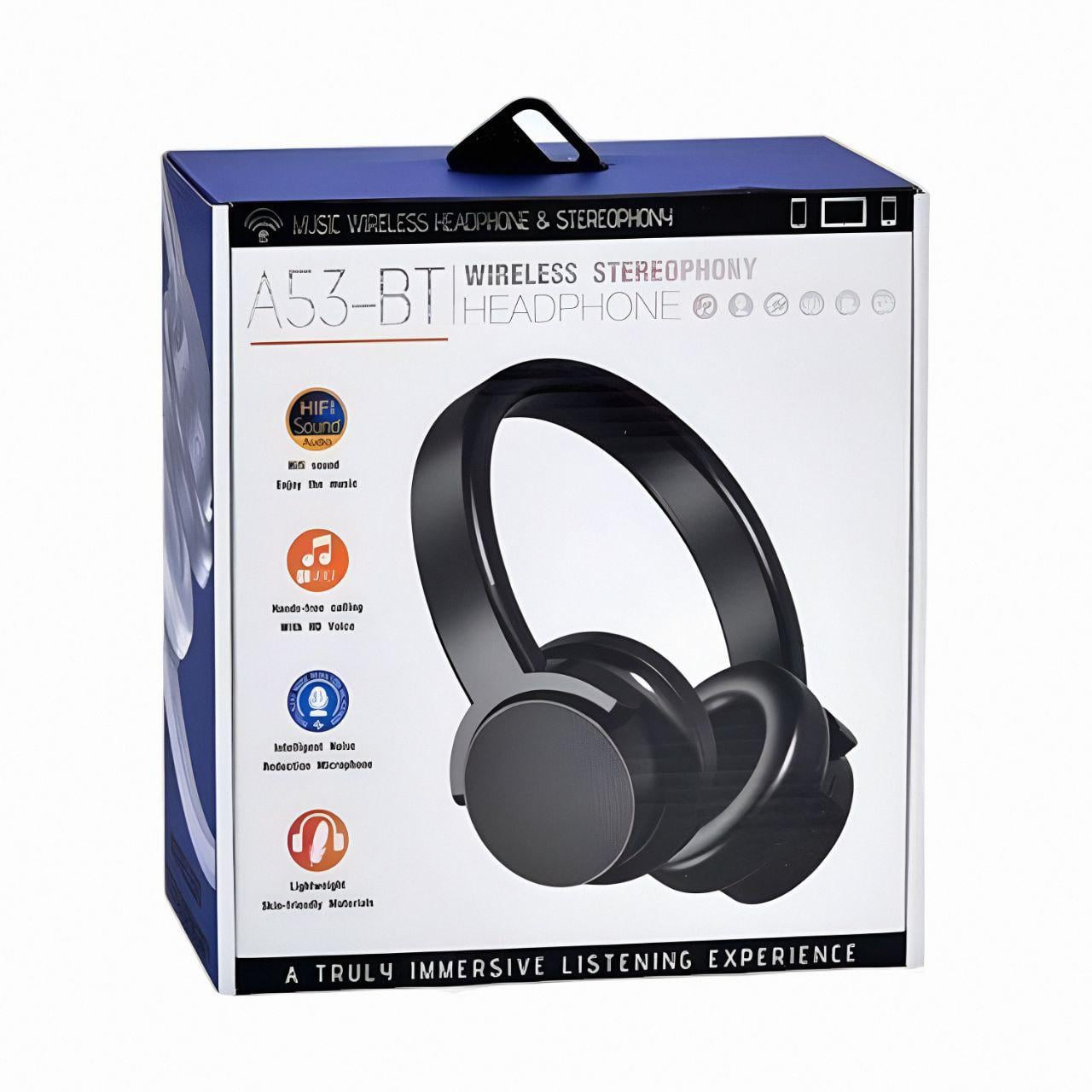 Навушники A53-BT Bluetooth Чорний - фото 2