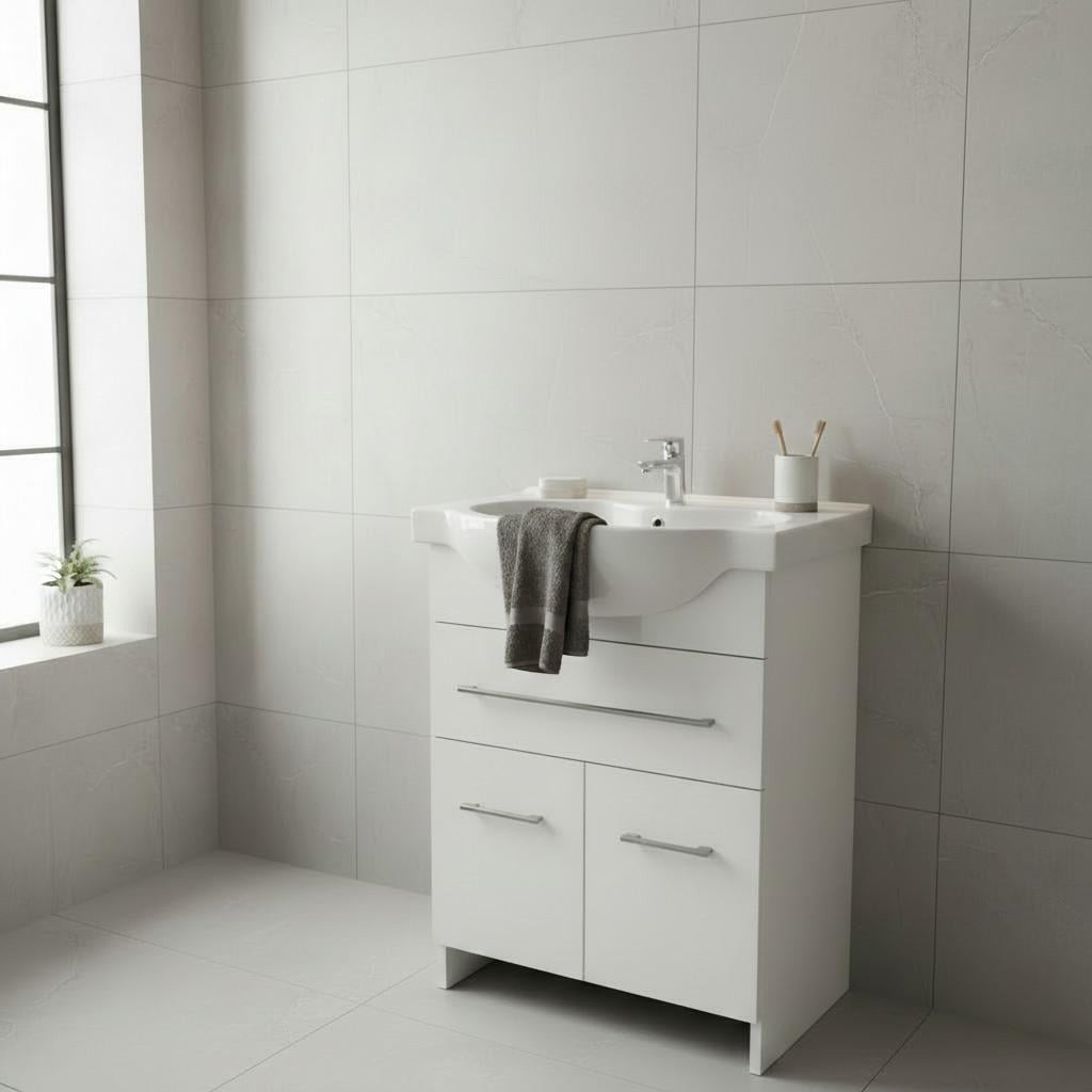 Тумба пластиковая с верхним ящиком Mikola-M 2.0 и умивальником 55 см