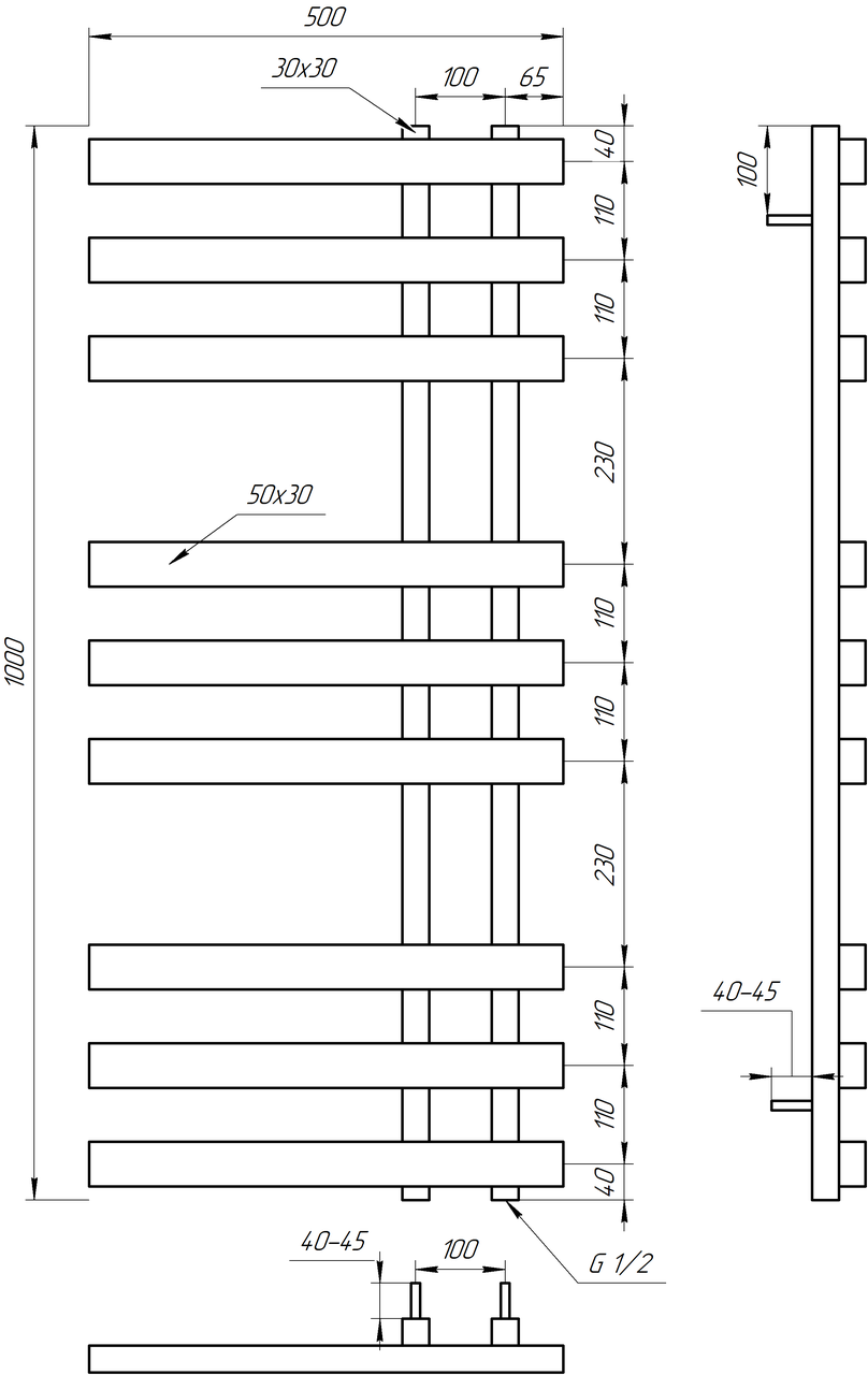 Полотенцесушитель S-Mix Magnum 1200х500 мм Черный (1150395397) - фото 2 Полотенцесушитель S-Mix Magnum 1200х500 мм Черный (1150395397) - фото 2