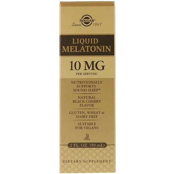 Мелатонін для сну Solgar Liquid Melatonin 10 мг 2 ун. 59 мл Natural Black Cherry Flavor