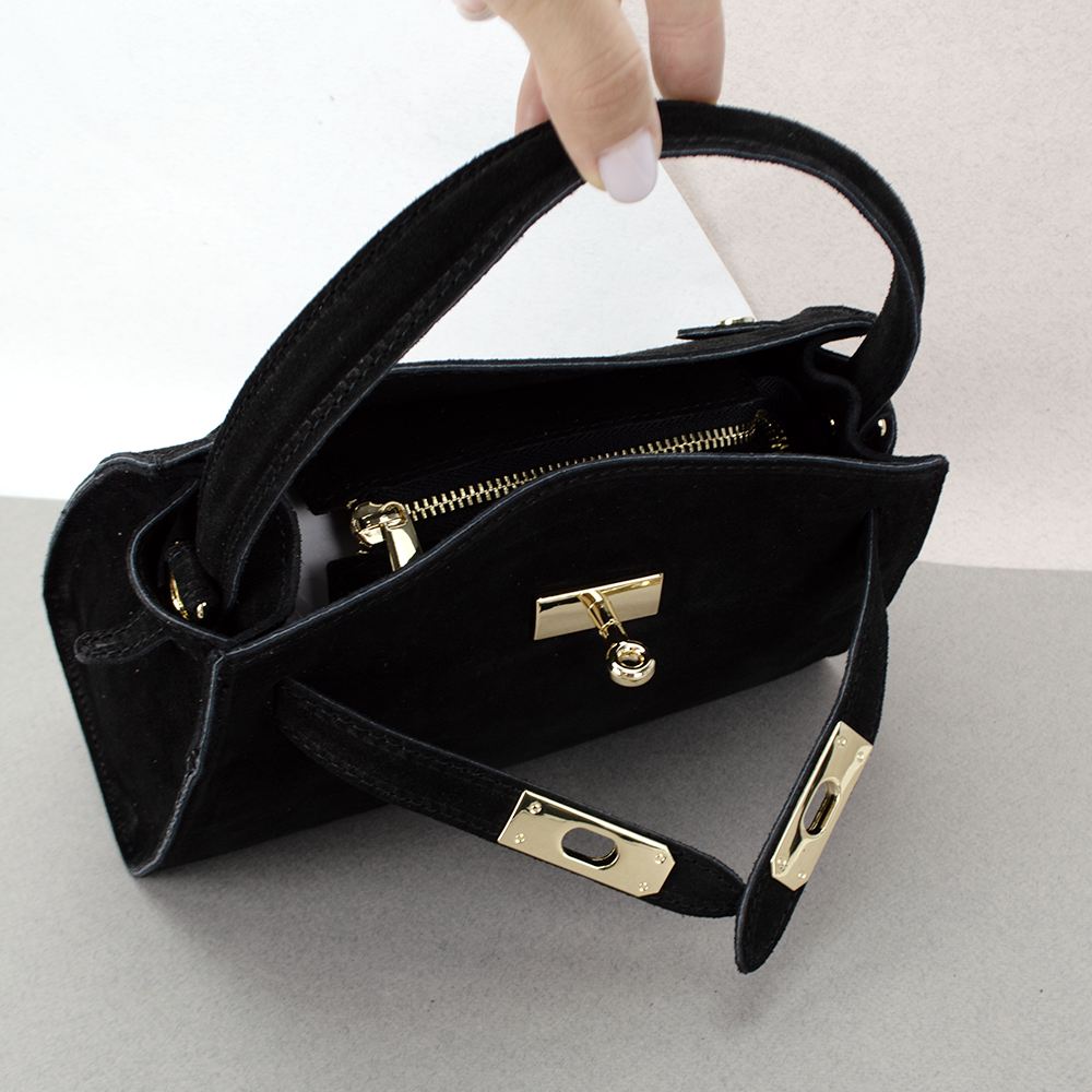 Сумка жіноча замшева Virginia Conti 03737 Чорний (2423594983) - фото 3