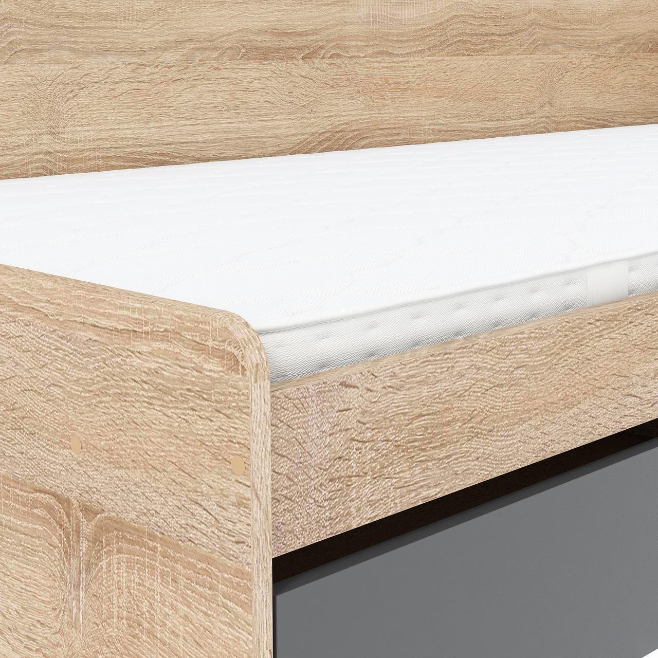 Кровать односпальная Еверест с ящиками 800 сплошной щит 80x190 см Дуб сонома/Графитовый (EVR-20739,01) - фото 4 Кровать односпальная Еверест с ящиками 800 сплошной щит 80x190 см Дуб сонома/Графитовый (EVR-20739,01) - фото 4