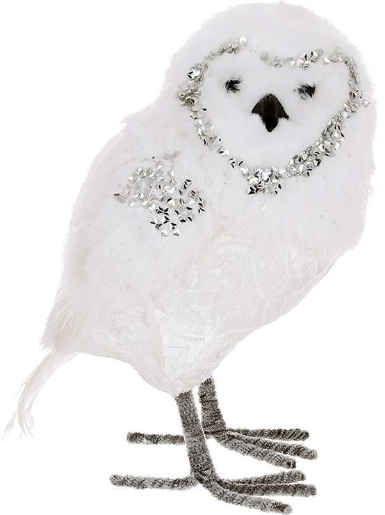 Фигурка декоративная Сова 20 см Белый с серебром Фигурка декоративная Сова 20 см Белый с серебром