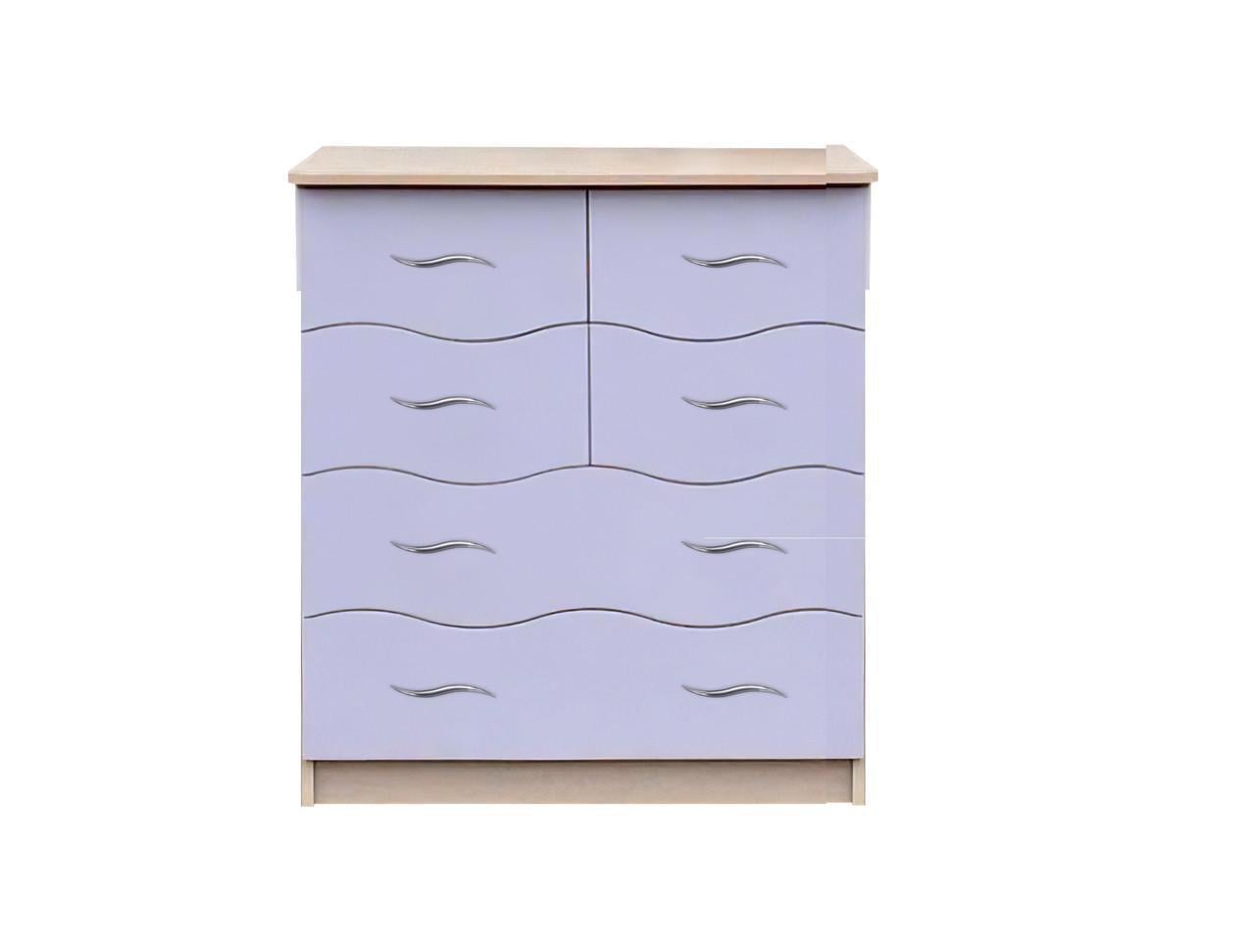 Комод МАКСИ-МЕбель Яся 6 ящиков фасады из цветного ДСП 6 кат Дуб молочный/Лаванда (9433)