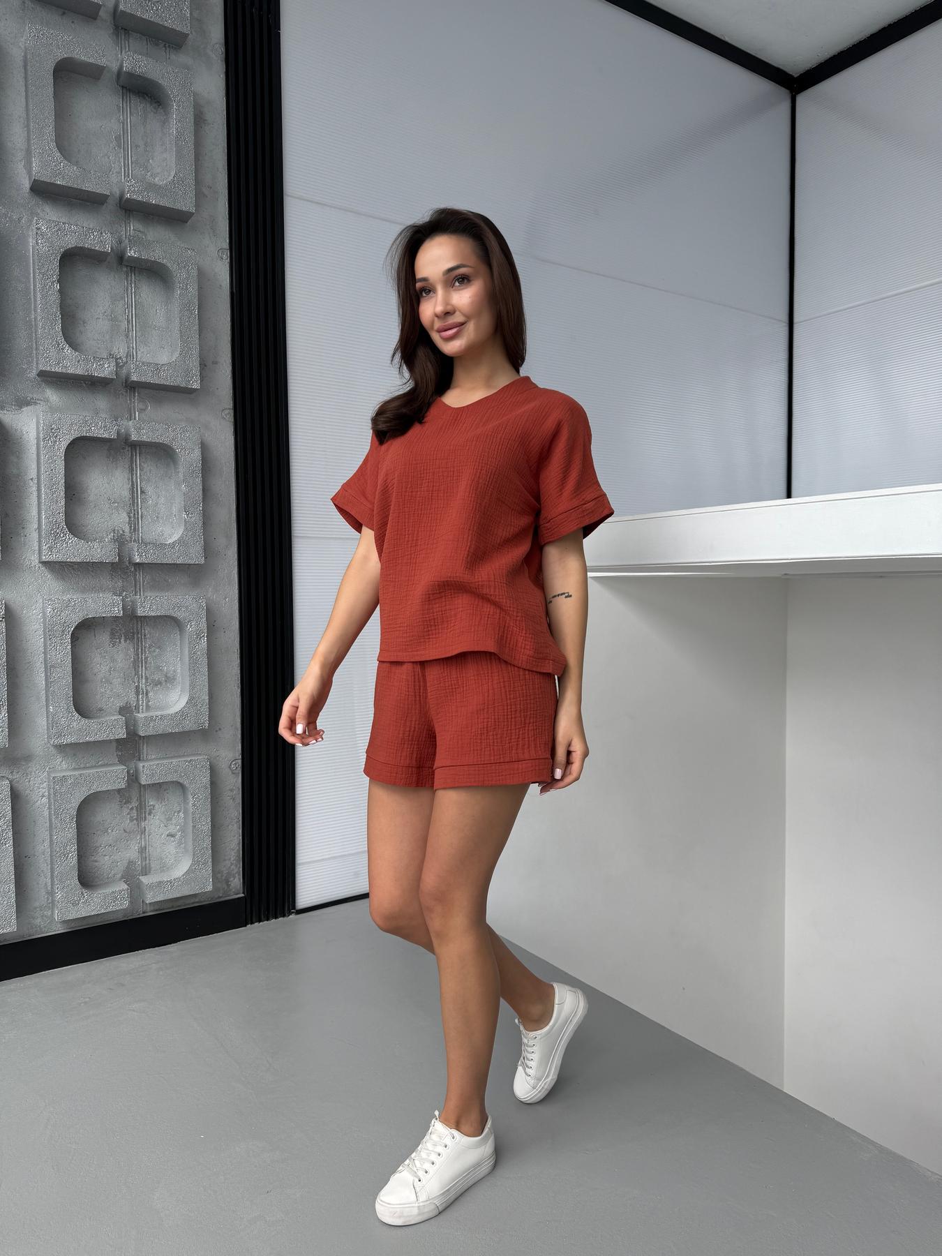 Костюм домашний женский Hawaii COSY с шортами L Терракотовый (MSH5) - фото 4