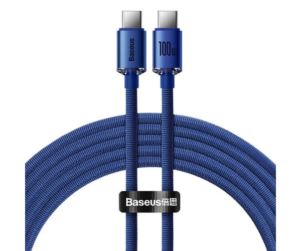 Кабель Data BASEUS CAJY000703 Crystal Shine Series Fast Charging Type-C to Type-C 100W 2 м Blue