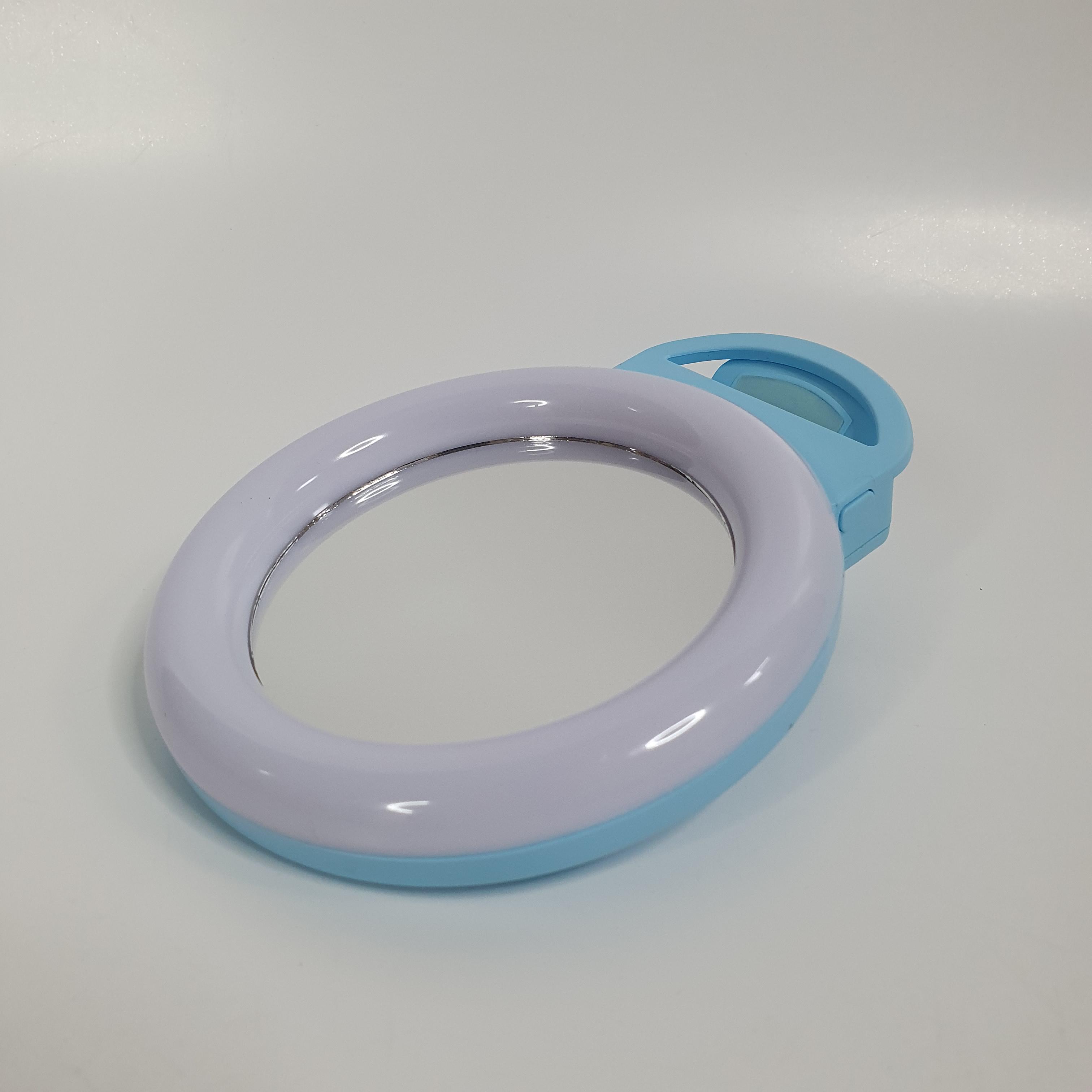 Кільцева лампа-прищіпка Selfie Ring Light A4S LED із дзеркалом RGB (P-11-Blue.)
