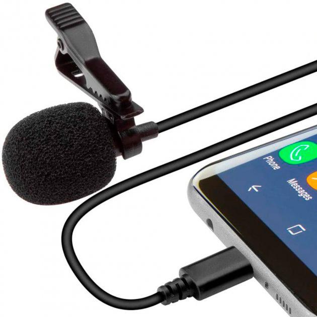 Микрофон-петличка для телефона Type-c Lavalier microphone MK-3 1,5 м Черный (1009115-Black) - фото 3