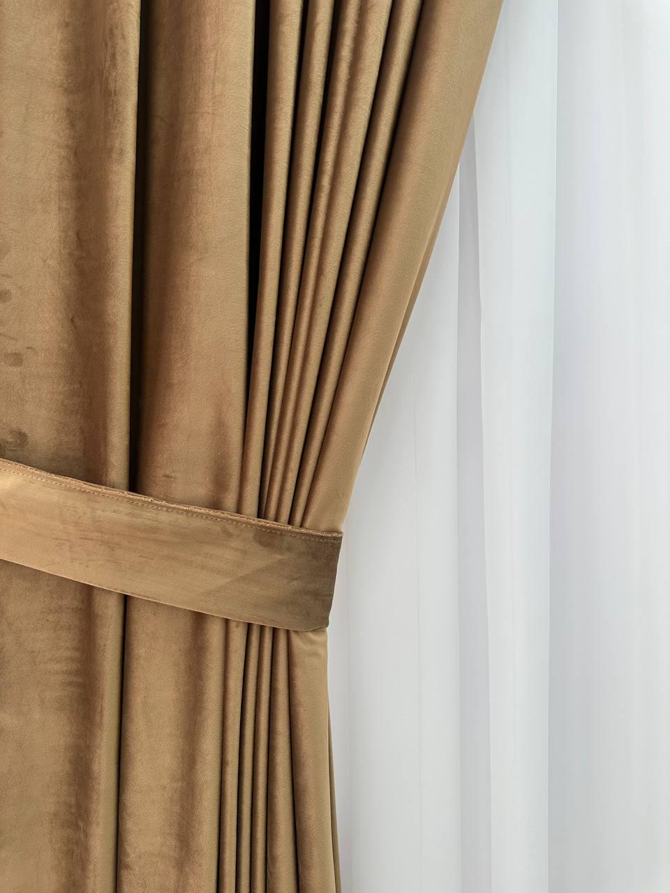 Штора бархатная на тесьме 6 см 300x250 см Светло-коричневый (6319-N16-Т43) - фото 5 Штора бархатная на тесьме 6 см 300x250 см Светло-коричневый (6319-N16-Т43) - фото 5