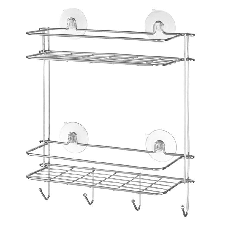Полка для ванной Bisk NIAGARA 2-уровневая с крючками нержавеющая сталь Хром (04115)