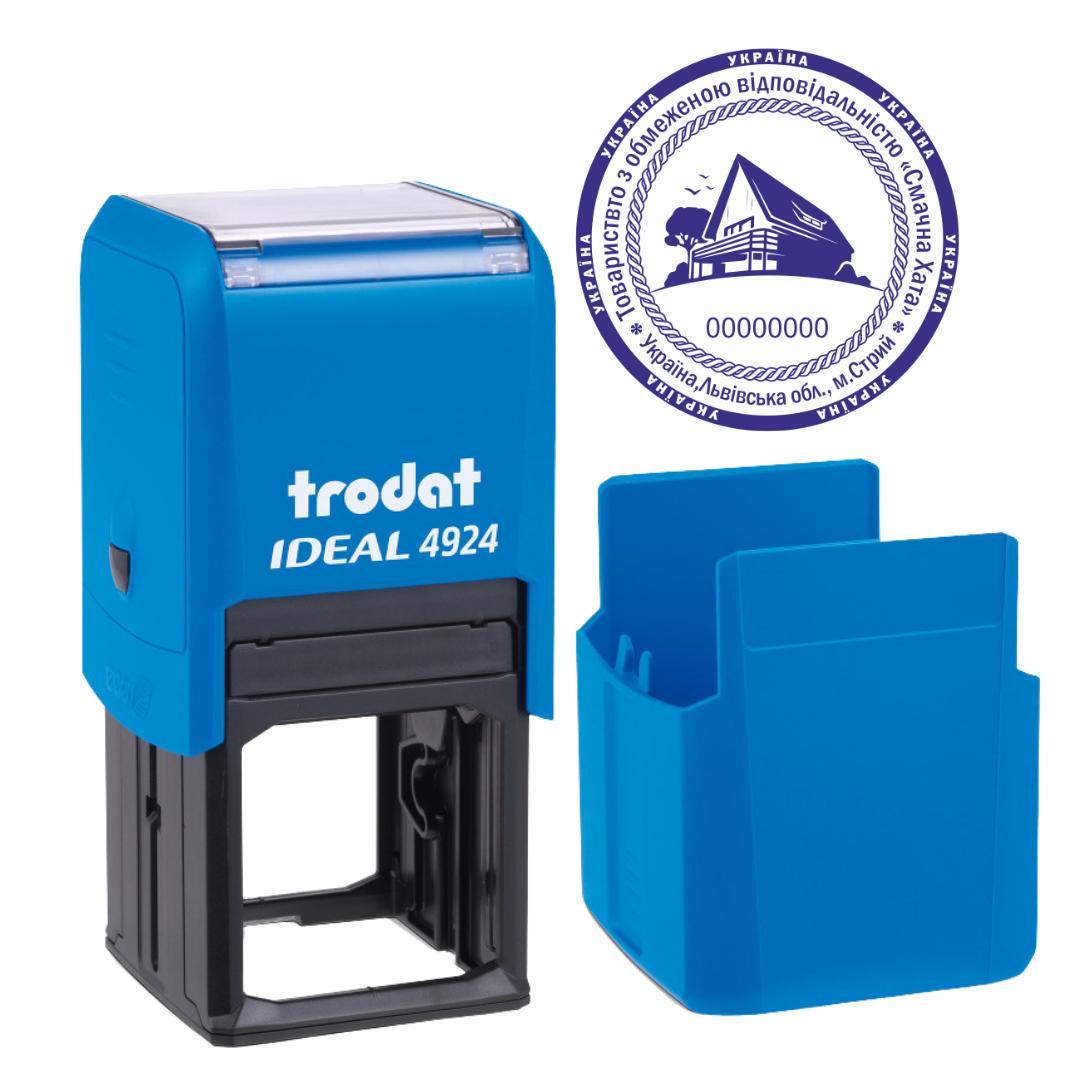 Печать ТОВ на автоматическом оснащении Trodat 4924 d 40 мм с колпачком Голубой (ООО20/4924/BU)