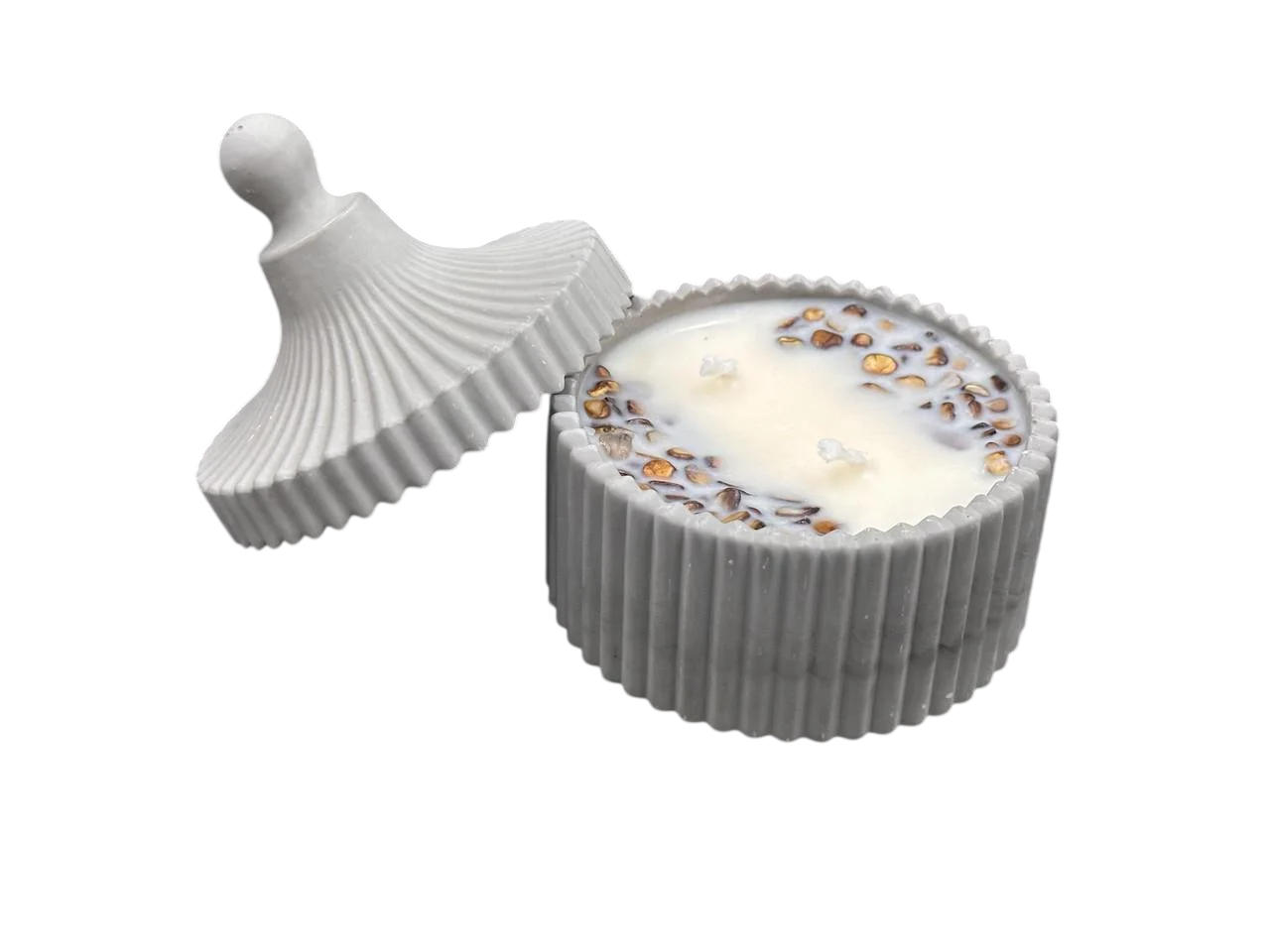 Свеча ароматическая Черничный пирог в гипсовом кашпо с двумя фитилями 6,5х6,2 см Серый (SVB-147)