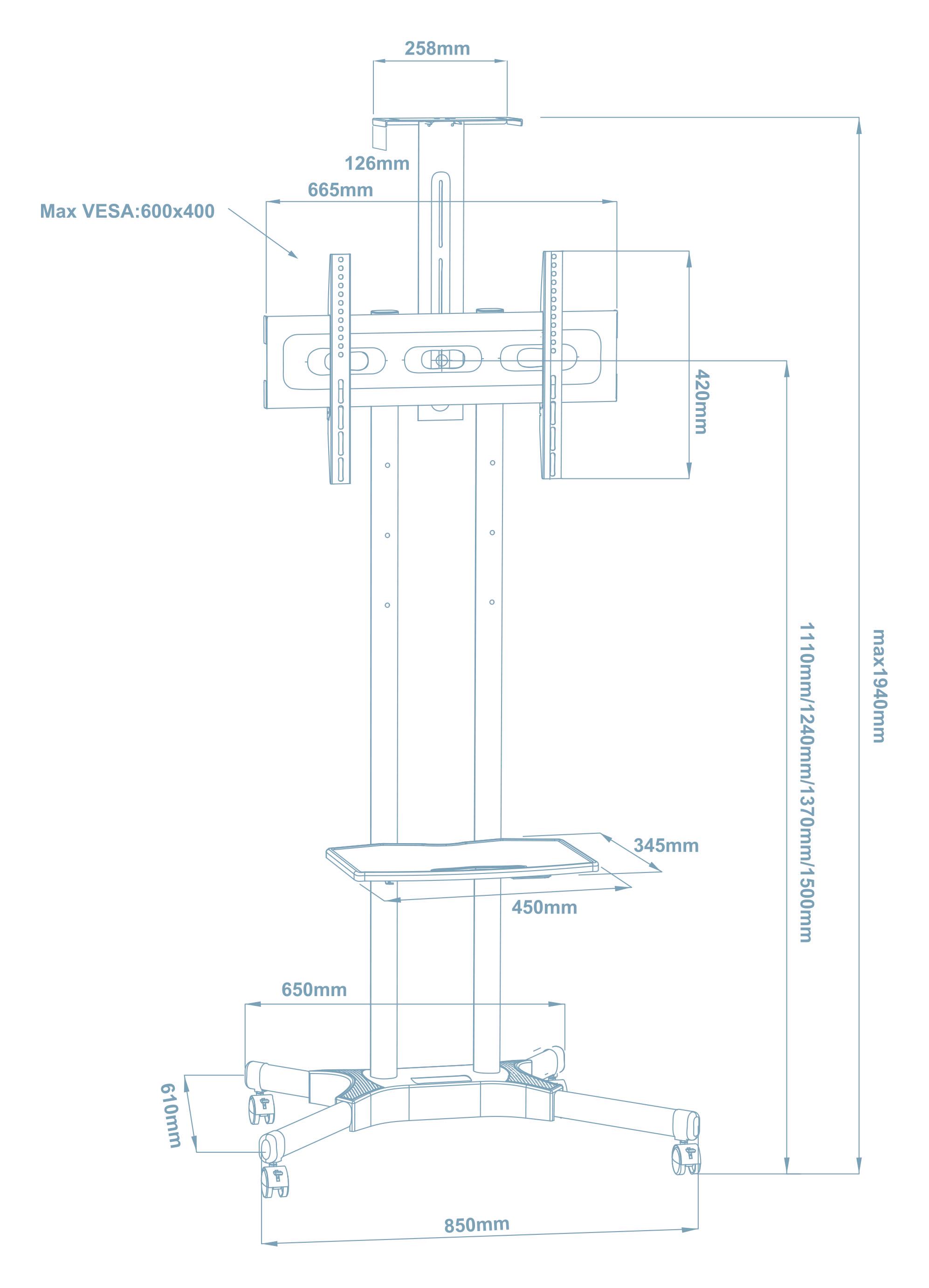 Презентационная стойка Walfix TVS-6004B 32-65" Черный (10139702) - фото 2